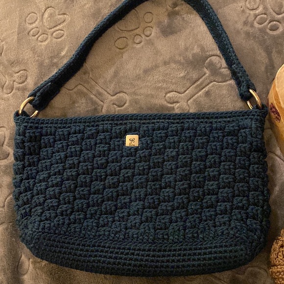 Lina bundle/2 crocheted bags purses tan brown handles - Picture 3 of 14